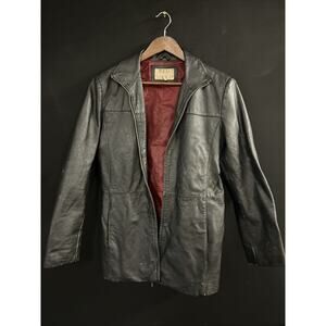 Men's Leather Jacket Size Medium Vintage Worthington Genuine Leather Black Lined